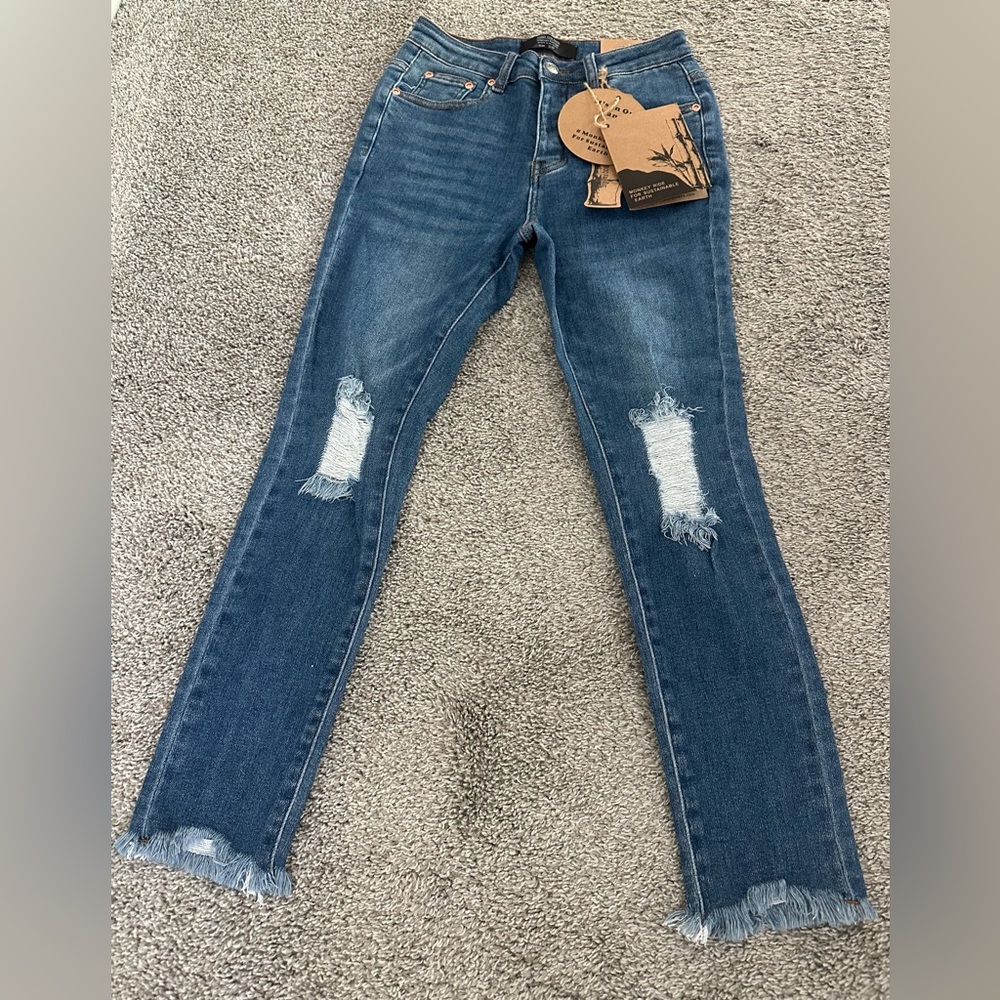 Monkey Ride Jeans Blue Distressed Women's Skinny Jeans